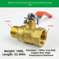 Robinet à bille 1/2 pouce DN15, filetage mâle-femelle, poignée longue, corps épaissi robuste, 1,6 MPa pour eau, gaz, huile