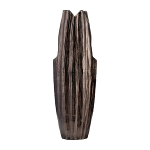 Vaso alto in metallo con texture moderna, vaso per fiori per decorare il soggiorno, da tavolo o da terra. - Product Image 1