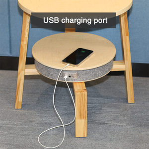 Pieds en bois massif, chargement sans fil, Table basse ronde, meubles modernes intelligents, <span class=keywords><strong>Hifi</strong></span>, Table d'appoint, haut-parleurs, musique, Table basse - Product Image 5