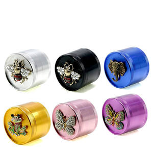 4 piezas de molinillo bonito de aluminio de 2,5 "para niñas con tapa de Animal de diamante Artificial decoración de mariposa suministros de ahumadero rosa - Product Image 1