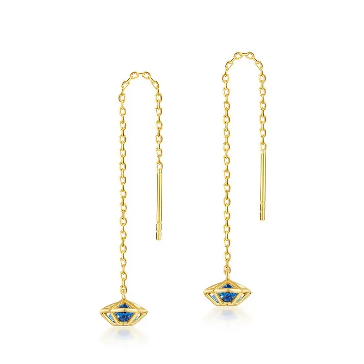 Diseño exquisito pendientes Estrella de plata esterlina chapado en oro azul espinela pendientes