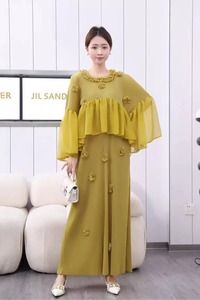 All'ingrosso <span class=keywords><strong>di</strong></span> taglie forti alla moda gonna lunga a pieghe da donna con bordi arruffati e maniche svasate <span class=keywords><strong>abito</strong></span> ampio - Product Image 6