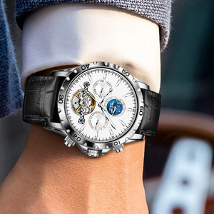 Montre mécanique automatique de luxe PINDU pour hommes, phase de lune, squelette, tourbillon, calendrier multifonctionnel, lumineuse - Product Image 2