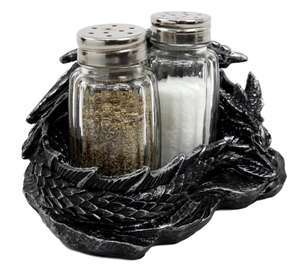 Ensemble shakers et poivre en verre, <span class=keywords><strong>Dragon</strong></span> endormissant, avec support décoratif, figurines pour décor de cuisine médiéval - Product Image 1