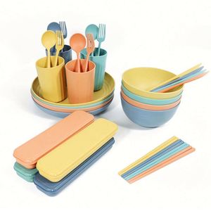 Ensemble de vaisselle écologique 2021 Cytlery Plats, 32 pièces, en paille de blé - Product Image 3