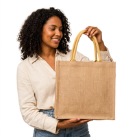 Pabrik Tas Jute Polos Serat Alami Tas Belanja Jute Polos Desain Minimalis Finishing Sederhana Pemasok Grosir