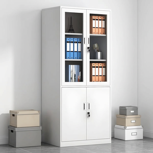 High Quality Modern Steel Office Cabinet with Glass Door Filing Iron <b>Cupboard</b> Adjustable for Office Home School Commercial Use - Product Image 3