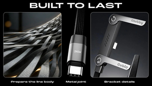 240W 3A PD Fast <b>Charging</b> Braided Nylon <b>Cable</b> Type-C to Type-C 1.5 m T-Shaped Design with Built-in Features for PC & Mobile Phone - Product Image 6