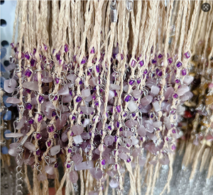 Coloré Irrégulier Pierre Raphia Paille Tissé À La Main Bracelets Cristal Naturel Pierre Chanceux Cordon Tressé Souhait Bracelets Fille Cadeaux - Product Image 2