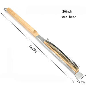 Brosse de nettoyage <span class=keywords><strong>pour</strong></span> <span class=keywords><strong>four</strong></span> à pizza avec grattoir et manche long, brosse <span class=keywords><strong>pour</strong></span> barbecue avec poils - Product Image 6