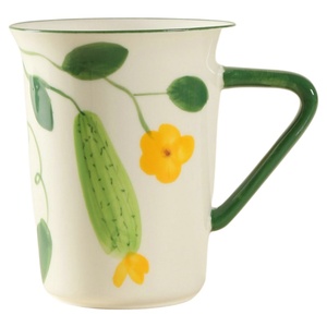 Taza de Cerámica Pintada a Mano Jiutian, Antiderrames, con Diseño de Melón y Enredaderas, Estilo Fresco, para Parejas, Hogar u Oficina, Taza de Alta Gama para Leche o Café - Product Image 5