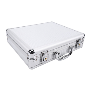 Metal Silver Black Aluminum Briefcase <b>Case</b> With Lock for Men 28x23x7.5cm - Product Image 3