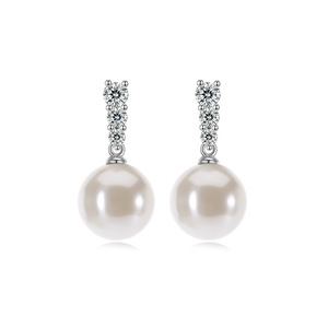 Dinle Pearl <b>Stud</b> Earrings 925 <b>Silver</b> 5A Zircon 14k Plated For Women Everyday Wear - Product Image 2