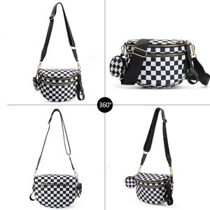 Sac banane à carreaux tendance pour femme, pochette de ceinture de voyage, sac à bandoulière pour la course et le shopping - Product Image 6