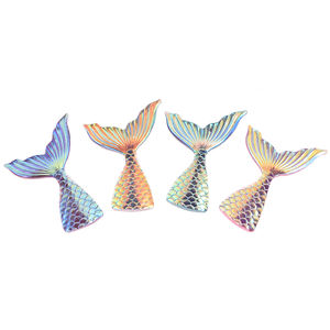 Novedad: Cabujón de resina con forma de cola de sirena luminosa con revestimiento AB para manualidades DIY, álbumes de recortes y accesorios para el cabello. - Product Image 1