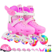 Patins à roulettes pour enfants à quatre roues réglables et lumineux avec coque en polypropylène pour les sports de plein air
