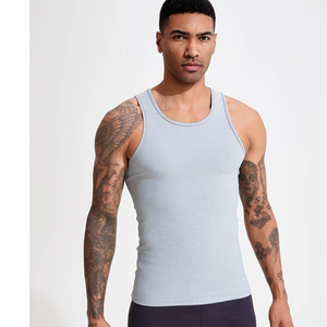 Wholesale Men's Super Comfortable Sporty Workout Custom Logo Muscle Stringer Athletic Knitted - Product Image 1