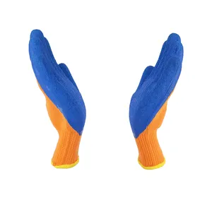 Nhiệt găng tay 7 gam Orange Polyester Vòng màu xanh Latex Crinkle găng tay cho lạnh với giá thấp