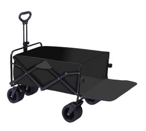 Chariot pliable portable à 4 roues à pneus solides de style nordique extra large, outils de magasinage de camping en acier à haute teneur en carbone OEM personnalisés - Product Image 1