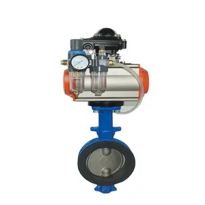 Air Control Wafer Type Butterfly Valve Double Acting Stainless Steel 304 Pneumatic Butterfly Valve