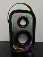 Enceinte sans fil portable Abyss karaoké avec effets sonores haute fidélité Hi-Fi, 3 motifs d'éclairage et mélange de couleurs, sans perte