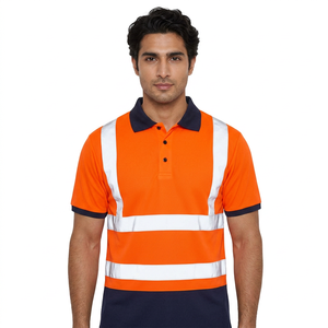 Vêtements de travail d'hiver haute visibilité en polyester/coton respirant, polo de sécurité unisexe réfléchissant avec réflecteur - Product Image 1