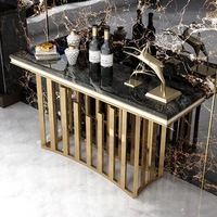 Table d'entrée minimaliste de luxe en marbre, étagère de rangement en acier inoxydable pour l'entrée, séparation de salon, table d'entrée