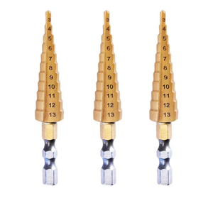 3Pcs Hss Step Drill Bit Set Cone Hole Cutter 4-12mm 4-20mm 4-32mm Titanium Coated Step Cone Drill Bits Punte Per Trapano - Product Image 1