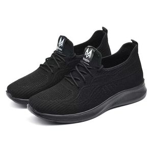 Zapatos para Caminar Ligeros con Suela de PU para Hombre, Parte Superior de Punto, Color Negro, para Otoño - Product Image 1