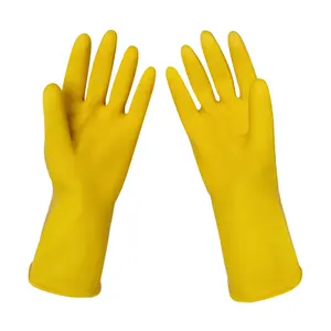 Gants de ménage en latex extra longs en caoutchouc jaune pour le nettoyage de la cuisine