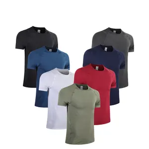 Quick Dry Sports Polyester Fitness Workout Active Wear Men's T-shirts Wholesale Mens Gym Clothing Elastane T Shirts