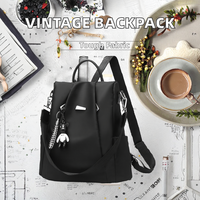 Sac à dos vintage Oxford pour femme, grande capacité, fermeture éclair, poignée souple, idéal pour les voyages, le shopping, l'école - Accessoire indispensable pour les étudiants