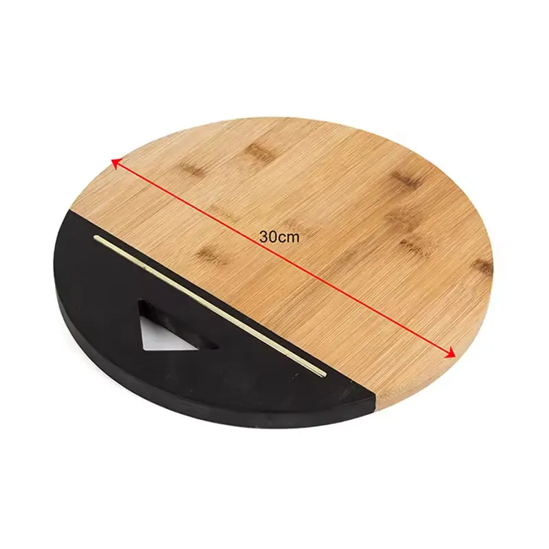 Wholesale Classical Bamboo+Black Paint Custom Round Shaped Standard Size Wooden Cutting Board