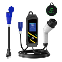 Cargador Portátil para Vehículos Eléctricos de 7kW, 32A, Tipo 2, Enchufe CEE y Adaptador Brasileño de 20A, para Uso en Interiores y Exteriores, Nuevo, Estaciones de Carga Portátiles