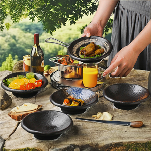 ชามเซรามิกทรงกลมแบบญี่ปุ่น คลาสสิก เป็นมิตรกับสิ่งแวดล้อม ความจุสูง สำหรับเสิร์ฟซุป ของว่าง จานสลักลาย สำหรับตั้งแคมป์ - Product Image 2