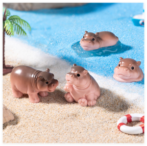 3D dibujos animados miniatura Dlollhouse Kits hipopótamo resina cabeza Animal figuritas estatua agua piscina estanque jardín Decoración Juguetes promocionales - Product Image 5
