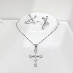 factory price 925 silver women fashion gift <b>earring</b> <b>and</b> <b>necklace</b> set fine <b>pearl</b> vintage gold plated zircon luxury jewelry sets - Product Image 2