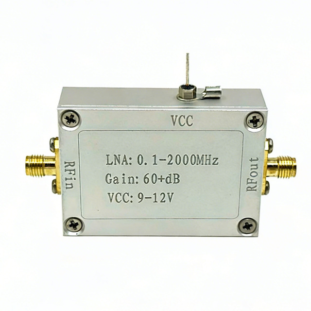 RF Broadband Amplifier LNA 0.1M-2000MHz Gain 63dB Low Noise 28dB SMA Connector Module