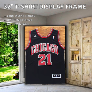 Regalos conmemorativos creativos montado en la pared plexiglás 32 pulgadas marco de madera camiseta pantalla marco de fotos - Product Image 2