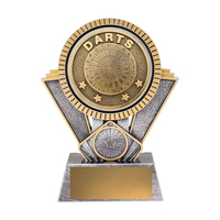 Trophée de fléchettes Weivista en résine bronze antique avec plaque nominative personnalisée