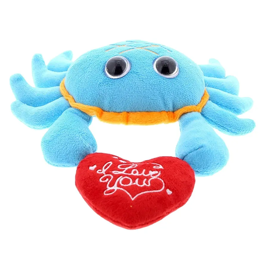 D515 Love You Crab Plush Stuffed Toy Valentines Stuffed Animal Heart Super Soft Plush Crab Toy