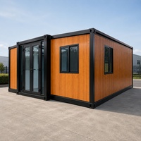 Maison préfabriquée en conteneur avec finition bois, cabine modulaire pour chantier, destinée aux projets de construction commerciale