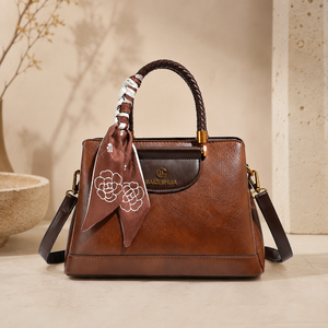 Proveedor Mayorista de Bolsos de PU Encerado Vintage, Bolso Tipo Satchel con Asa Trenzada y Pañuelo de Seda <span class=keywords><strong>para</strong></span> Suministro Profesional Global - Product Image 1