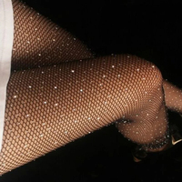 TK Populaire Collants Résille Fins en Nylon avec Strass pour Femmes