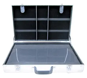 Rectangle Silver And Black Aluminium Sales Display Case With Compartments