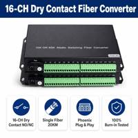 Convertidor de Fibra Óptica de Contacto Seco Unidireccional de 16 Canales, SC Monomodo, Fibra Única, 20KM, Plug and Play para Control Remoto