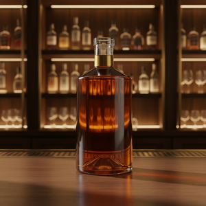 Botella de Licor de Vidrio Flint de Alta Calidad de 700ml/750ml, Botella Cilíndrica Transparente para Whisky, Vodka, Brandy con Tapón de Corcho - Product Image 1