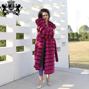 <span class=keywords><strong>Abrigo</strong></span> Largo con Capucha de Piel Sintética de Chinchilla de Primera Calidad para Mujer Janefur, <span class=keywords><strong>Abrigo</strong></span> de Piel Sintética de Chinchilla con Cinturón para Mujer - Product Image 1