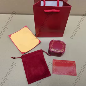 Estuche de Anillo de Cuero PU Rojo, Caja de Joyería de Marca de Lujo, Empaque de Regalo con Logotipo Personalizado para Exhibición en Tiendas de Compromisos y Bodas - Product Image 2