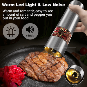 Moulin à sel et à poivre électrique en acier inoxydable rechargeable par USB à noyau en céramique - Product Image 6